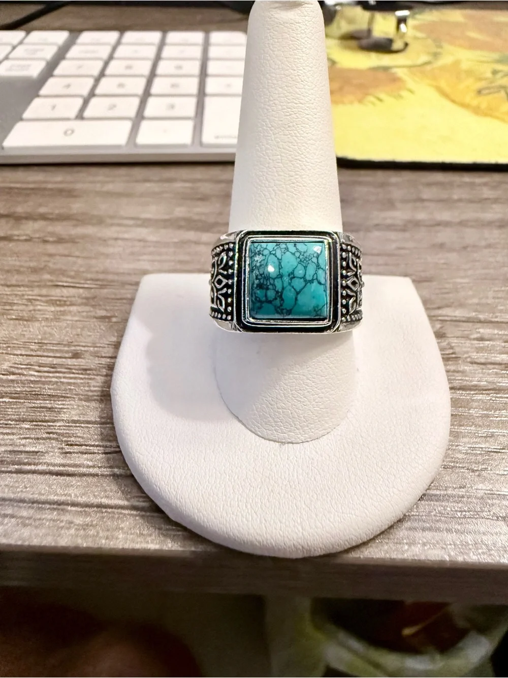 Sterling Silver Turquoise Square Statement Ring